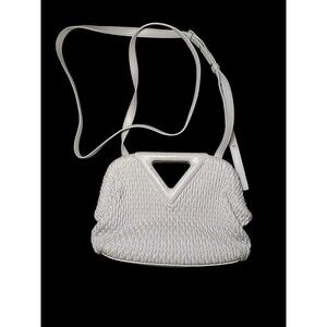 Bottega Veneta White Matelasse Leather Small The Point Triangle Bag